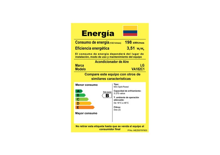 Ficha retig del aire acondicionado LG AI.